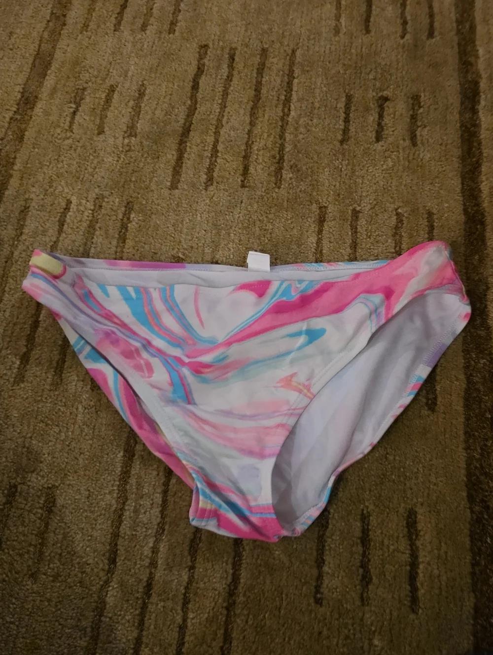 5/25 The Children's Place Pink, Blue & White Marble-Print Bikini Bottom Size 14